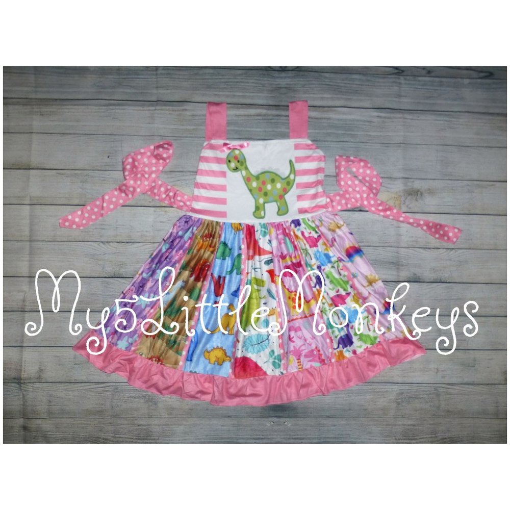 Boutique Dinosaur Girls Panel Twirl Dress
